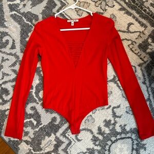 RED CUT OUT BODYSUIT